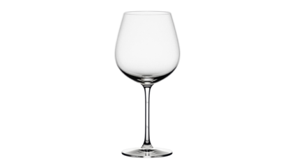 Elegant wine glass isolated PNG on transparent background, crystal stemware for wine tasting and special occasions, clear glassware