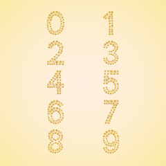 Luxury Golden Numbers Set, vector Illustration isolated on light background