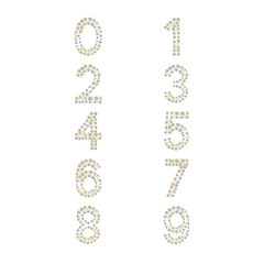 Luxury Golden Silver Numbers Set, vector Illustration isolated on white background
