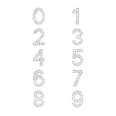 Luxury Monochrome Silver Numbers Set, vector Illustration isolated on white background