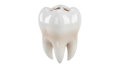 Realistic molar tooth isolated PNG on transparent background, dental anatomy model for educational and medical use