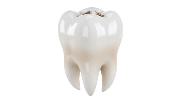 Realistic molar tooth isolated PNG on transparent background, dental anatomy model for educational and medical use