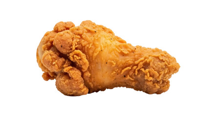 Crispy fried chicken drumstick isolated PNG on transparent background, delicious golden brown poultry for fast food menus