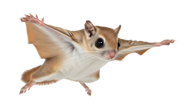 Southern flying squirrel PNG isolated on transparent background, gliding mammal with outstretched limbs, nocturnal animal for wildlife design