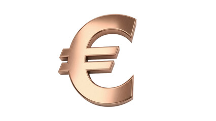Golden euro symbol PNG isolated on transparent background, currency sign for finance and business concepts, European Union money