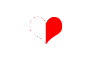 Red and White Symmetrical Split Heart Icon