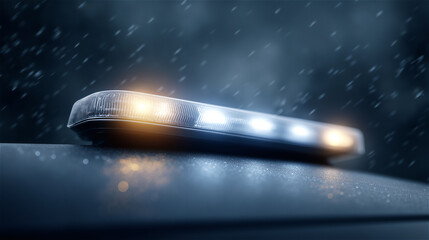 Smartphone on wet surface with rain droplets and glowing notifications, dark moody scene, modern technology and communication concept for weather, security, and connectivity with copy space.