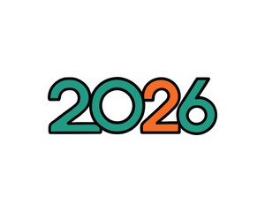 Modern colorful rounded 2026 happy new year logo
