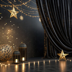High-End New Year Background with Cinematic Gold Light and Dark Luxury Texture