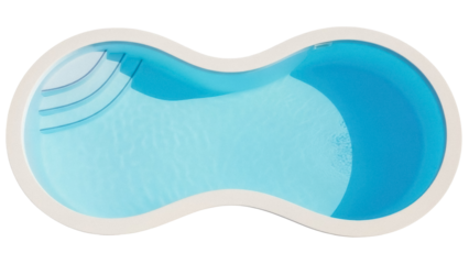 Kidney-shaped swimming pool PNG isolated on transparent background, above view of backyard pool for summer fun and recreation