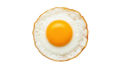 Isolated sunny side up egg for breakfast, simple meal, or restaurant menu. Good source of protein