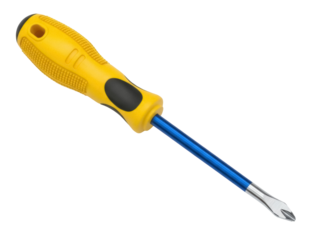 Isolated Phillips head screwdriver featuring blue chrome vanadium steel construction