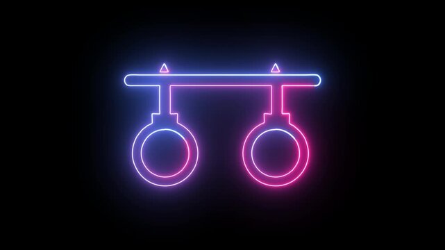 Neon Glowing Handcuff Icon 4k