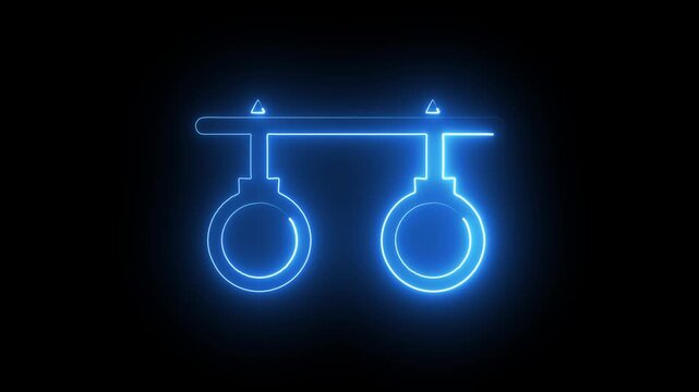 Neon Glowing Handcuff Icon On Black Background