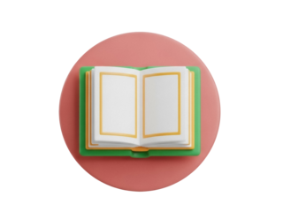 Isolated open book icon with empty pages for reading and learning, study material