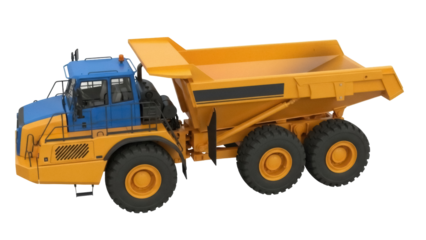 Isolated Dump Truck 3D Rendering, Off-Highway Rigid Hauler, Construction Vehicle, Haul Truck, Heavy Equipment
