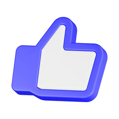 thumb up 3d rendering icon blue color   