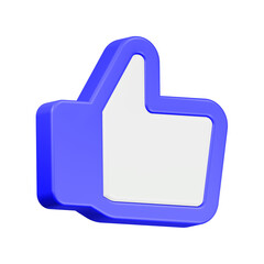 thumb up 3d rendering icon blue color