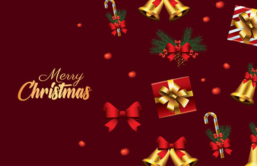 Merry Christmas Background with Golden Snowflakes and Festive Stars