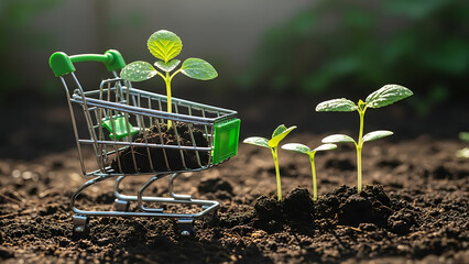 Cultivating a Sustainable Future Tiny Green Shoots in Rich Earth, Symbolizing Eco-Conscious Growth and Investment
