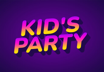 Colorful text design for kids party theme, featuring vibrant gradient colors and playful font style