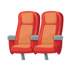 Fototapeta premium Cinema chairs. Flat vector clipart, illustration with isolated background.
