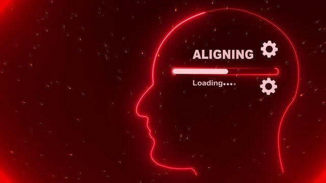 Human Head Profile With aligning loading in Mind. Business creativity and Innovation concept. 4k video Abstract Illustration for creative thinking, strategic planning technology, and Futuristic vision