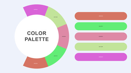 Pastel Color Palette Infographic – Modern Circular Chart with Hex Codes Vector