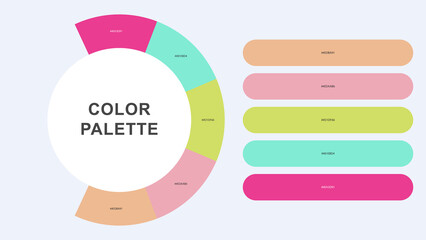Pastel Color Palette Infographic – Modern Circular Chart with Hex Codes Vector