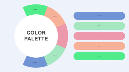 Pastel Color Palette Infographic – Modern Circular Chart with Hex Codes Vector