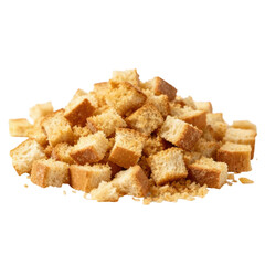 Crunchy savory bread crouton pile for soup or salad topping