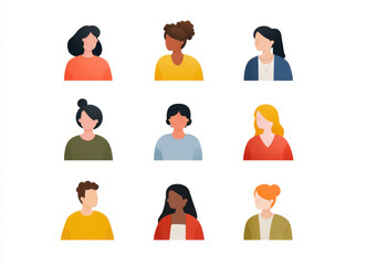 Diverse group of people illustrated in grid format, showcasing various hairstyles, skin tones, and clothing styles. This representation emphasizes community and inclusivity