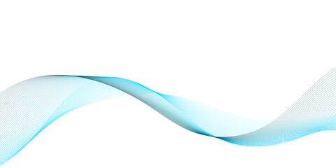 Elegant abstract light blue flowing wave line transparent  background with smooth curvy ribbons, minimal modern vector motion design creating depth, balance, and visual harmony