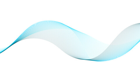 Minimal abstract light blue wave lines flowing on a transparent  background, featuring smooth curved ribbons with elegant motion, visual depth, and modern vector technology style