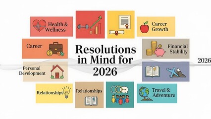 New Year resolutions concept with colorful icons