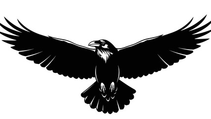 Fototapeta premium Dynamic black and white illustration of a soaring bird with outstretched wings capturing freedom