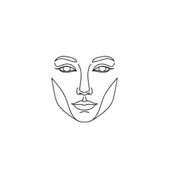 Minimalist one line drawing of a beautiful womans face, elegant and artistic.