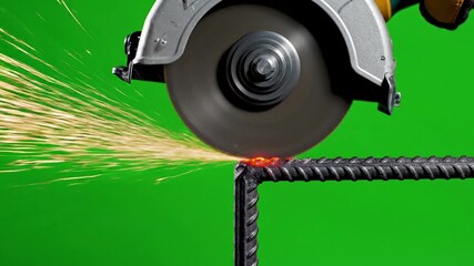 Rotary blade cutting through metal sheet with jigsaw cutting curved line on effect videos Mission Cordless Power Tools style