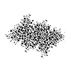 Black Pixel Art Explosion on White Background