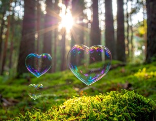 奇跡の瞬間の、ハートのシャボン玉