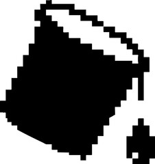 Fototapeta premium Pixel art icon of paint bucket pouring color spill