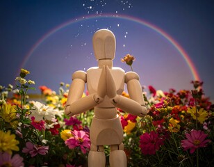 虹の下で祈る、デッサン人形の願い