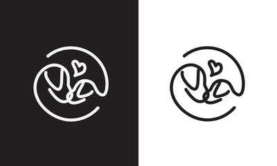 simple and modern line logo DOG LOVE design template elements