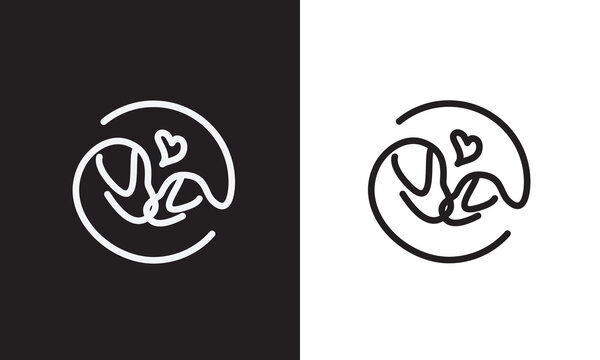 simple and modern line logo DOG LOVE design template elements