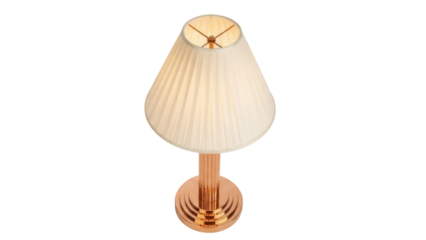 Elegant gold table lamp with pleated shade isolated PNG, vintage lighting fixture for interior design and home decor projects