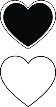 Two heart shapes in black and white on a plain background