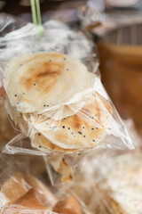 Thai Traditional Giant Rice Crackers or Khao Krieb Wow in Plastic Bag