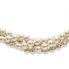 Obraz premium Cream-Colored Pearl Necklace on White Background