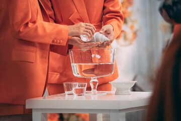Traditional Thai Wedding Water Pouring Ceremony with Conch Shell
