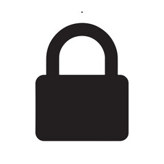 Simple Black Silhouette of a Padlock Icon Representing Security, Privacy, and Protection